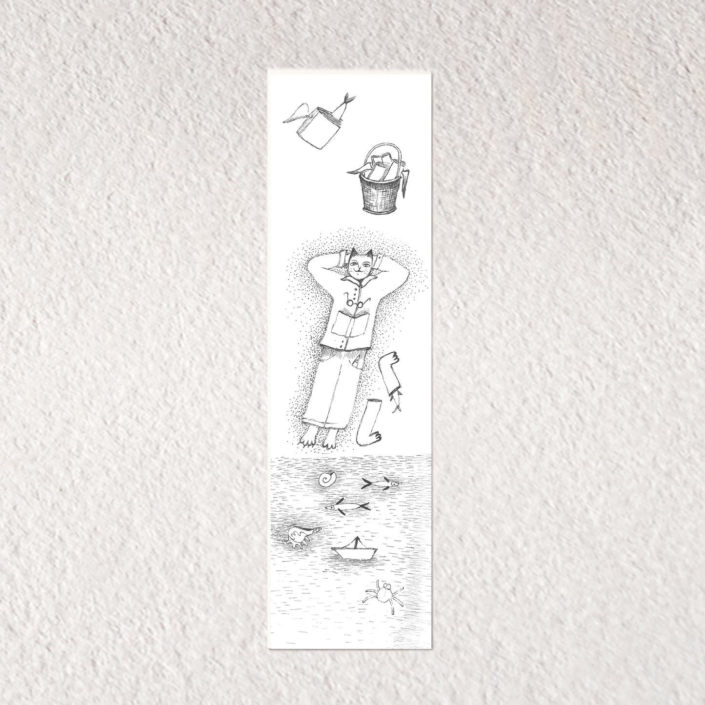 Fishing Cat Bookmark, Illustrated Literary Gift for Book Lovers
