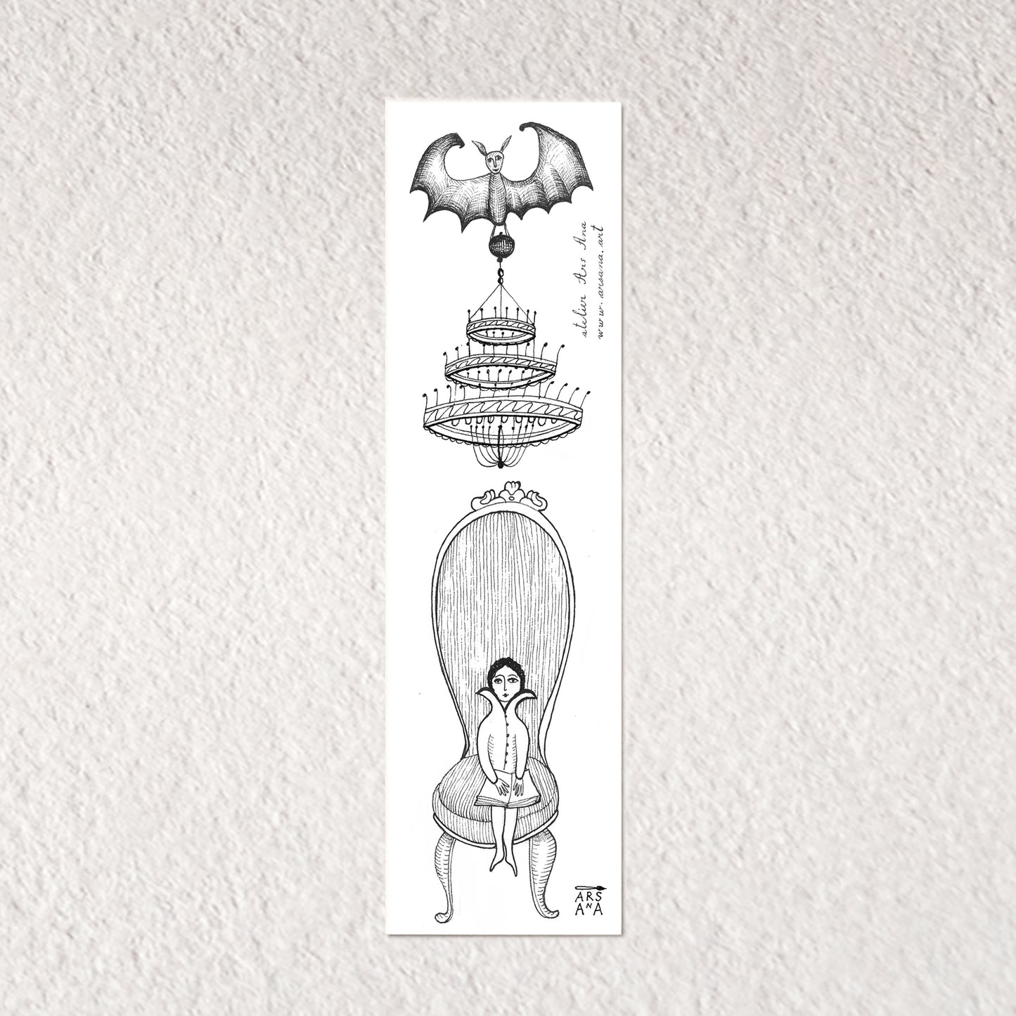 Gothic Bookmark, Illustrated Literary Gift for Book Lovers