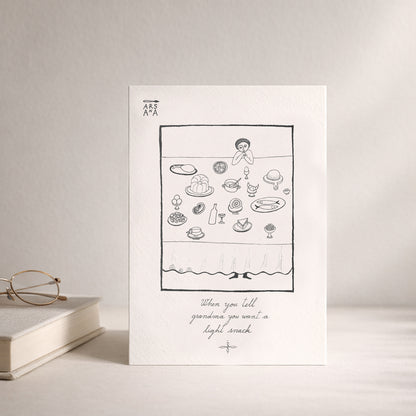 Funny & Family Postcard, Grandma’s Light Snack, A6, with Envelope