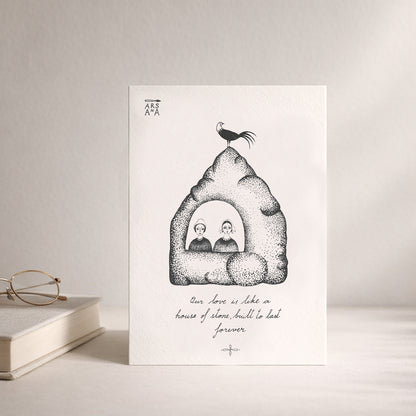 Housewarming & Wedding Postcard, House of Stone, A6, with Envelope