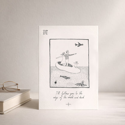Love & Devotion Postcard, To the Edge of the World and Back, A6, with Envelope