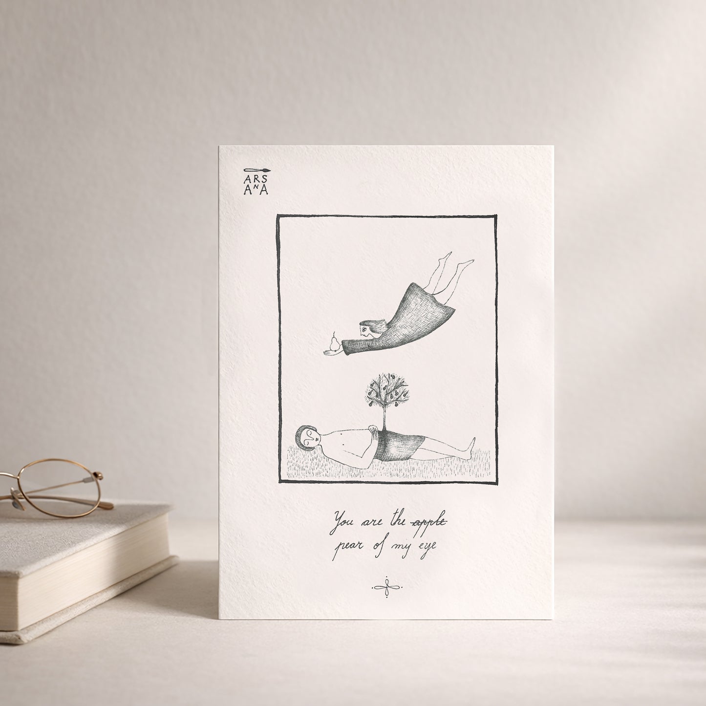 Funny Love Postcard, You Are the Pear of my eye, A6, with Envelope
