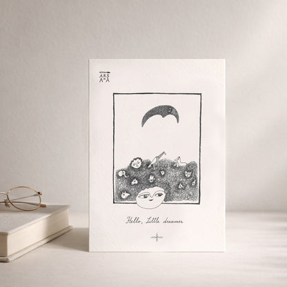 New Baby & Baby shower dreamy  Postcard, Hello, little dreamer, A6, with Envelope