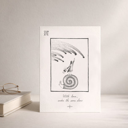 Love & Long Distance Postcard, With Love Under the Same Stars, A6, with Envelope