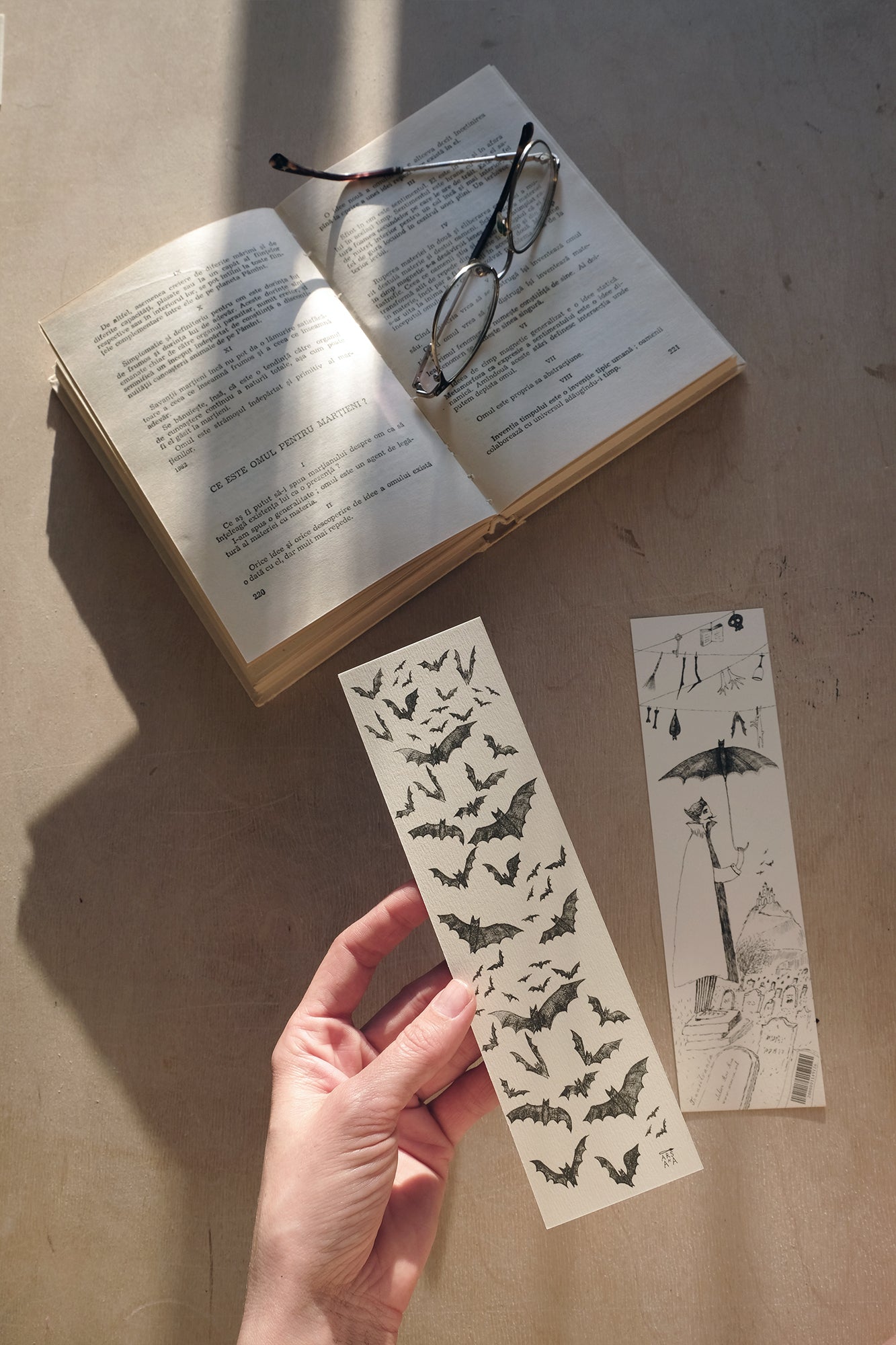 Dracula at Cemetery Bookmark, Illustrated Literary Gift for Book Lovers
