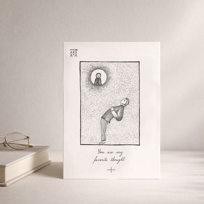 Love & Thinking of you Postcard, You Are My Favorite Thought, A6, with Envelope