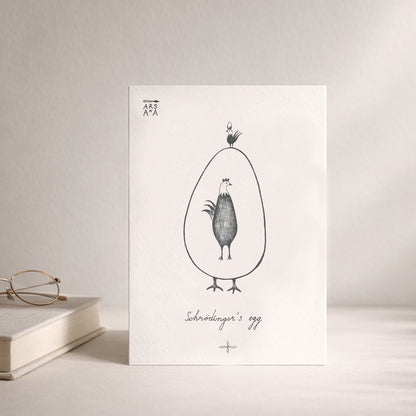 Funny & Nerdy Postcard, Schrödinger’s Egg, A6, with Envelope