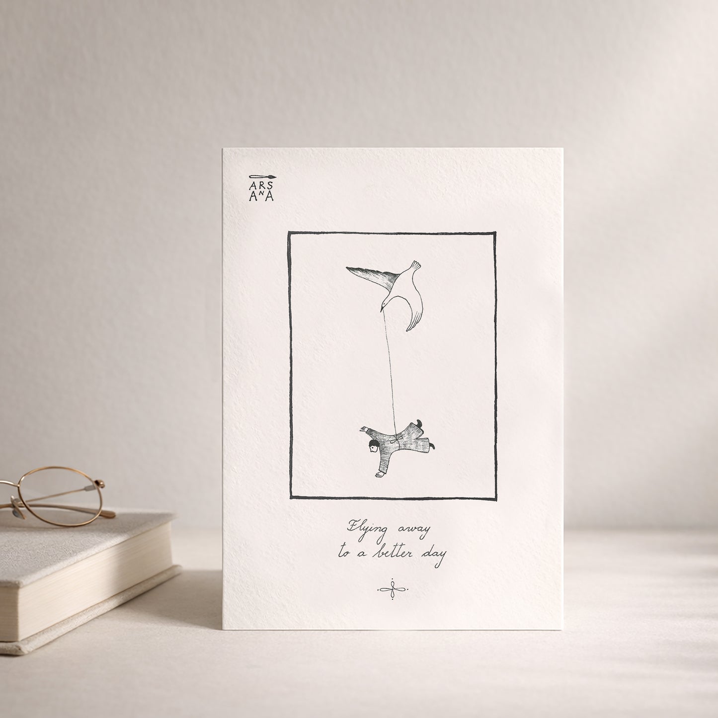 Farewell & New Beginnings Postcard, Flying Away to a Better Day, A6, with Envelope