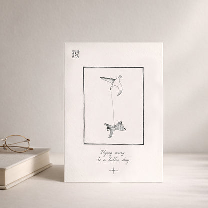 Farewell & New Beginnings Postcard, Flying Away to a Better Day, A6, with Envelope