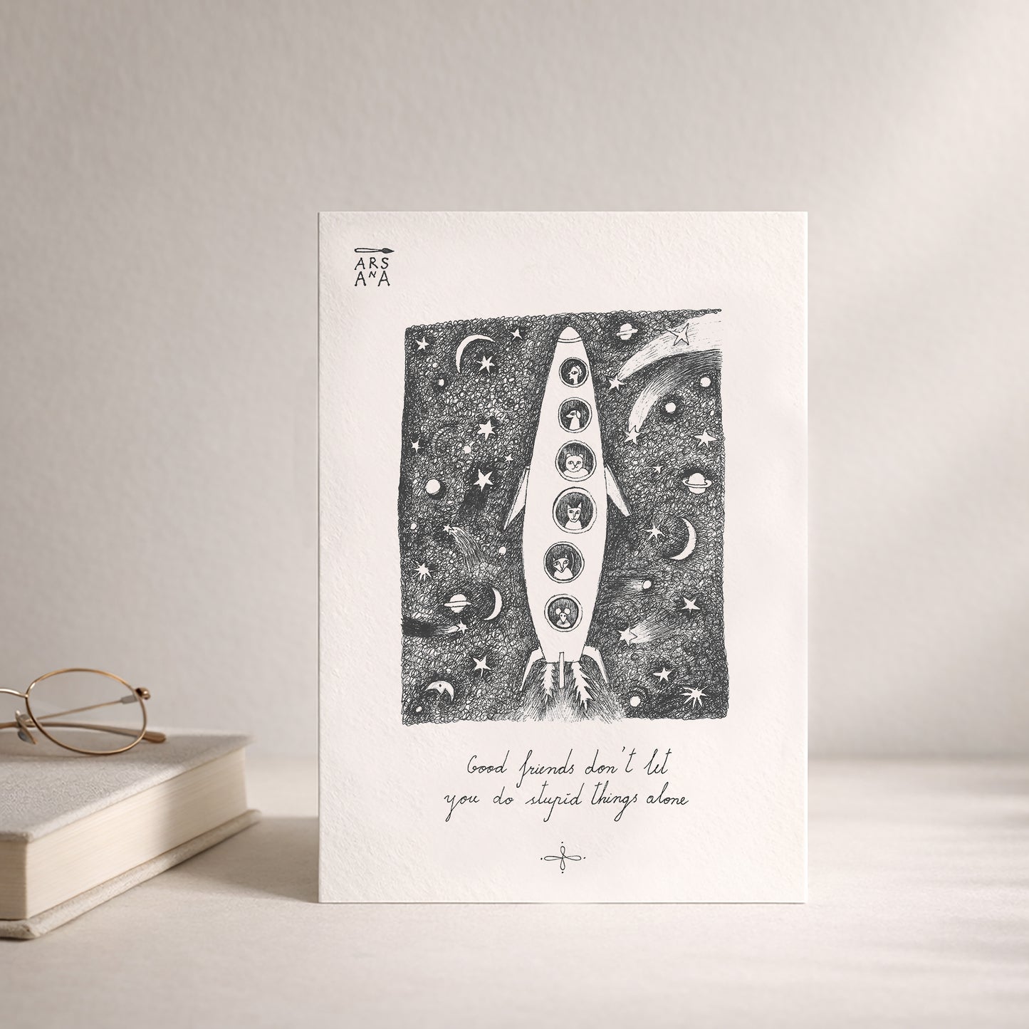 Friendship & Support Postcard, Good Friends, A6, with Envelope