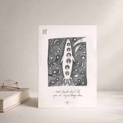 Friendship & Support Postcard, Good Friends, A6, with Envelope