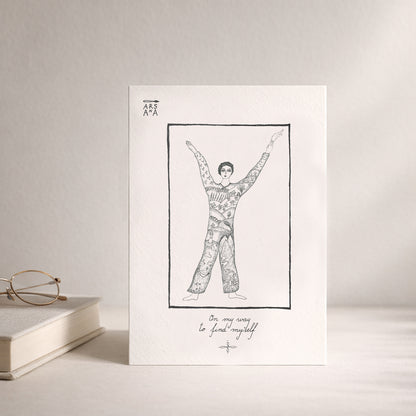 New Beginnings & Self-Discovery Postcard, On My Way to Find Myself, A6, with Envelope