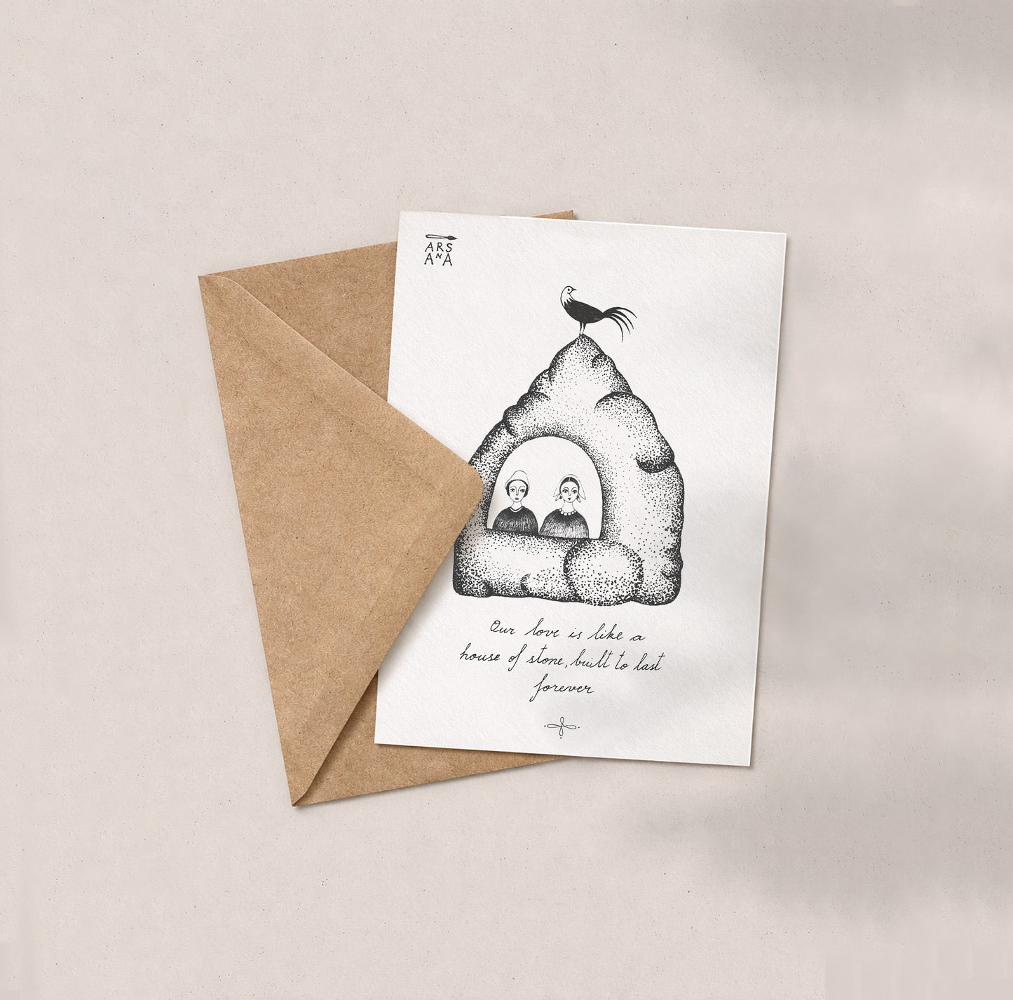 Housewarming & Wedding Postcard, House of Stone, A6, with Envelope