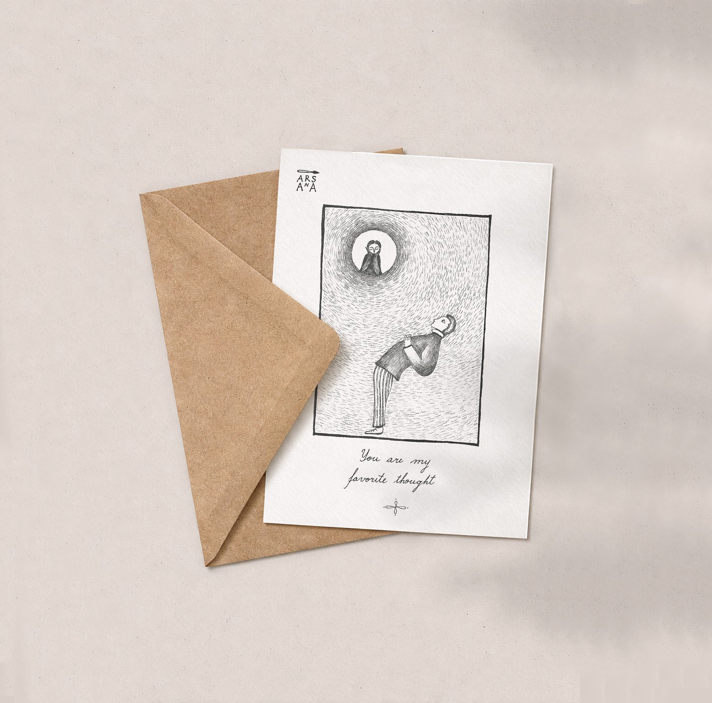 Love & Thinking of you Postcard, You Are My Favorite Thought, A6, with Envelope
