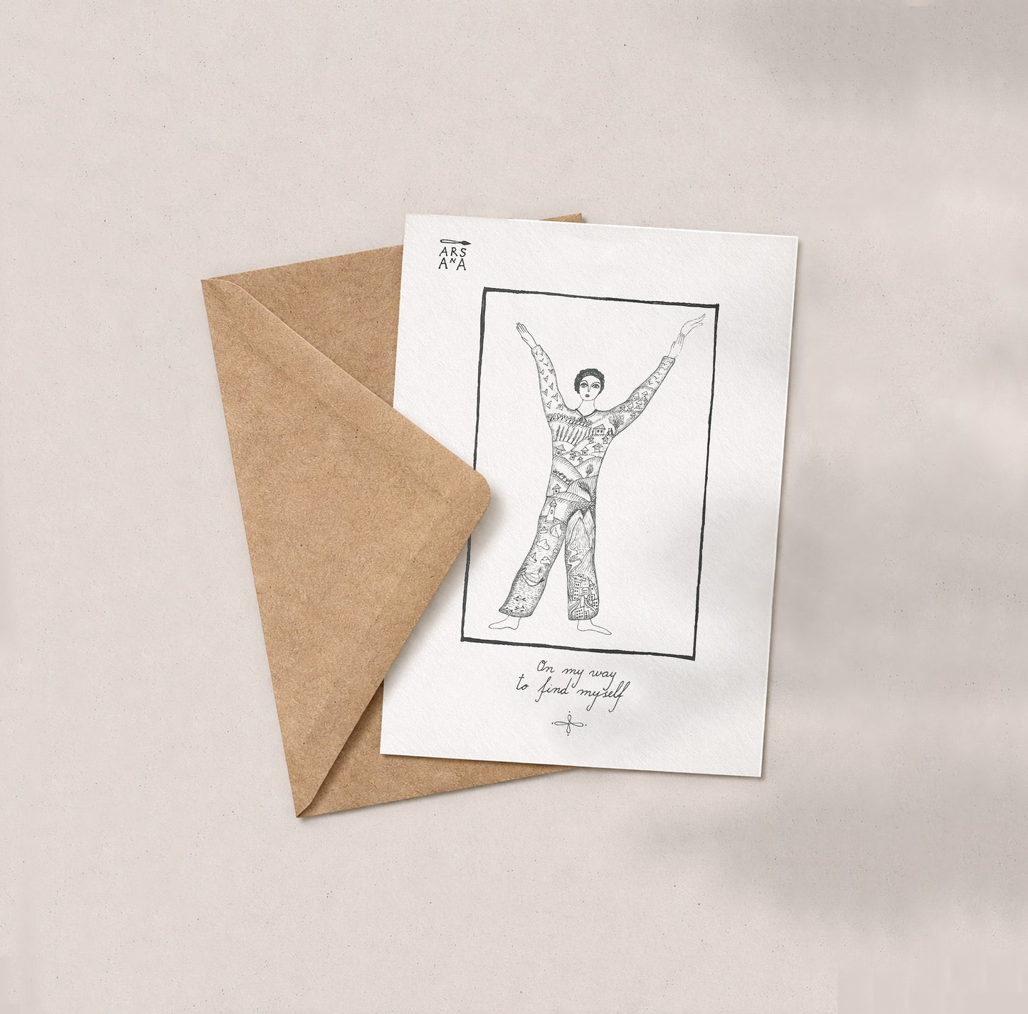 New Beginnings & Self-Discovery Postcard, On My Way to Find Myself, A6, with Envelope