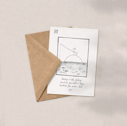 Funny & Dating Postcard, Dating Is Like Fishing, A6, with Envelope