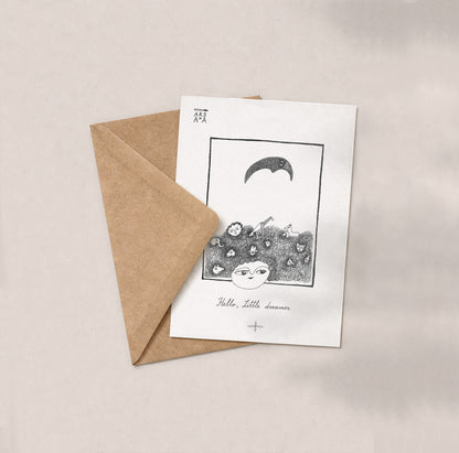New Baby & Baby shower dreamy  Postcard, Hello, little dreamer, A6, with Envelope