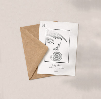 Love & Long Distance Postcard, With Love Under the Same Stars, A6, with Envelope