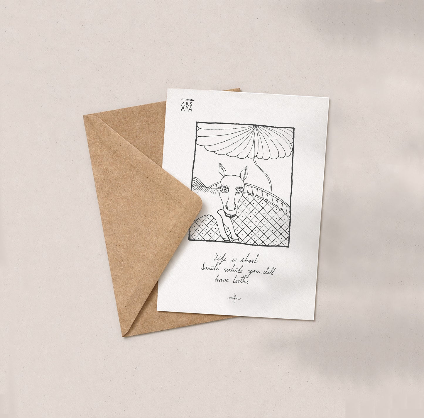 Funny & Birthday Postcard, Life is short, smile , A6, with Envelope