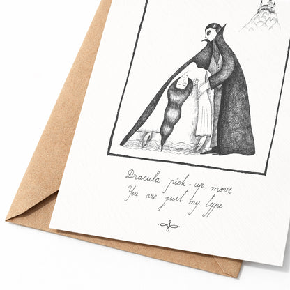 Dracula pick-up move: You are just my type, A6 with Recycled Envelope