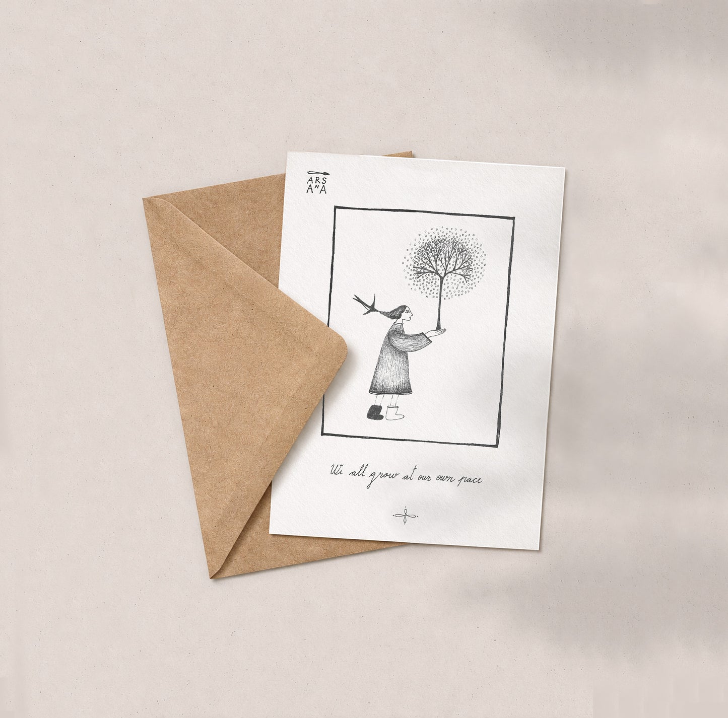 Encouragement & Thinking of You Postcard, We All Grow at Our Own Pace, A6, with Envelope