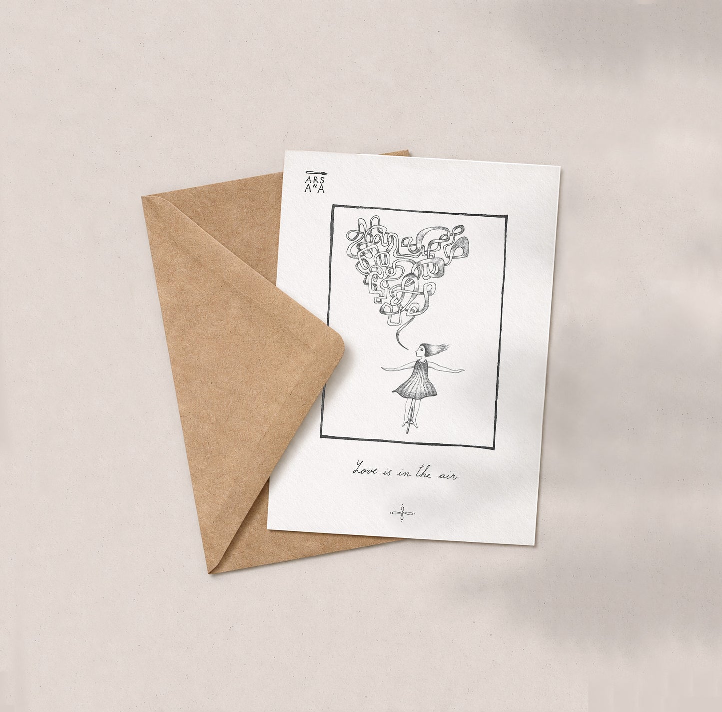 Love, Romance & Heart Postcard, Love Is in the Air, A6, with Envelope