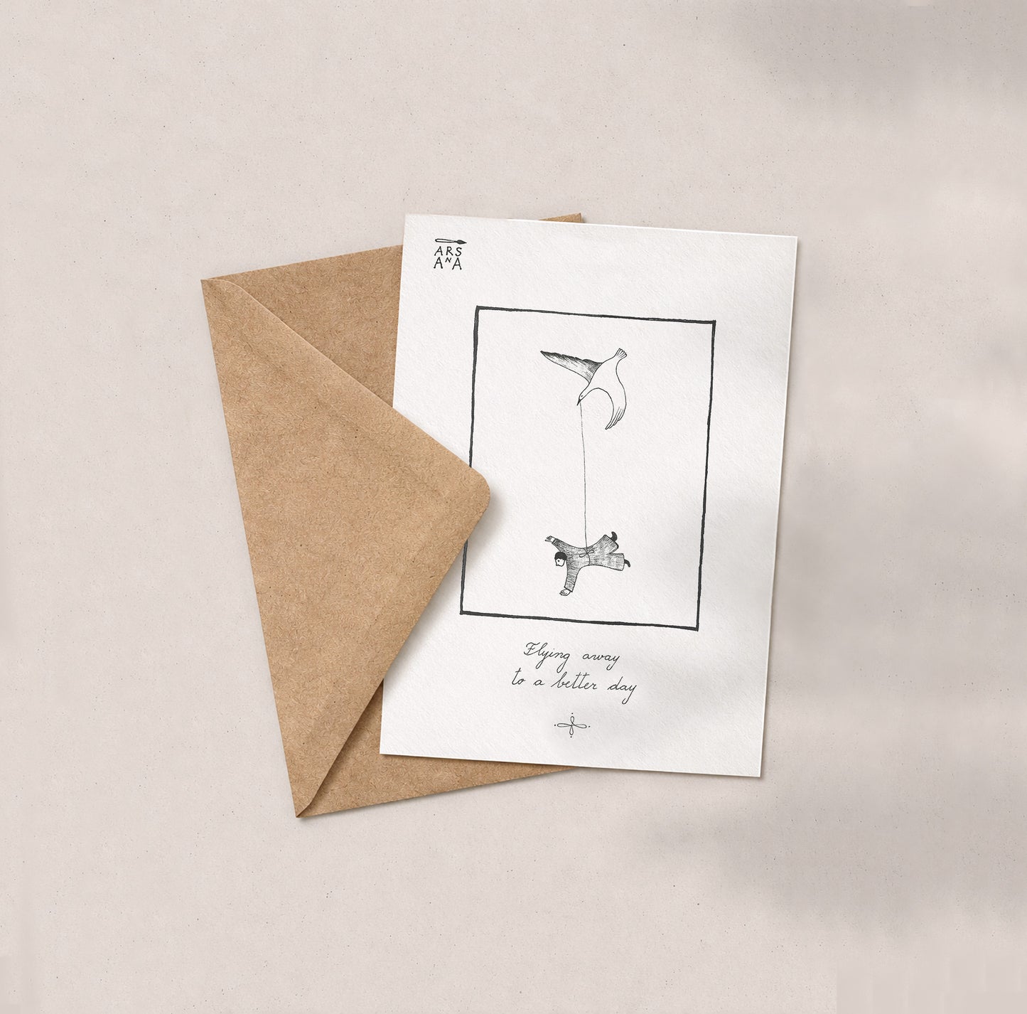 Farewell & New Beginnings Postcard, Flying Away to a Better Day, A6, with Envelope